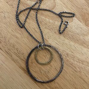 Jennifer Kahn Mixed Brass and Sterling Circles Necklace